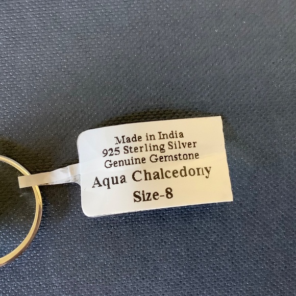 Sterling Silver Genuine Gemstone Aqua Chalcedony Ring Size-8 - Picture 11 of 16